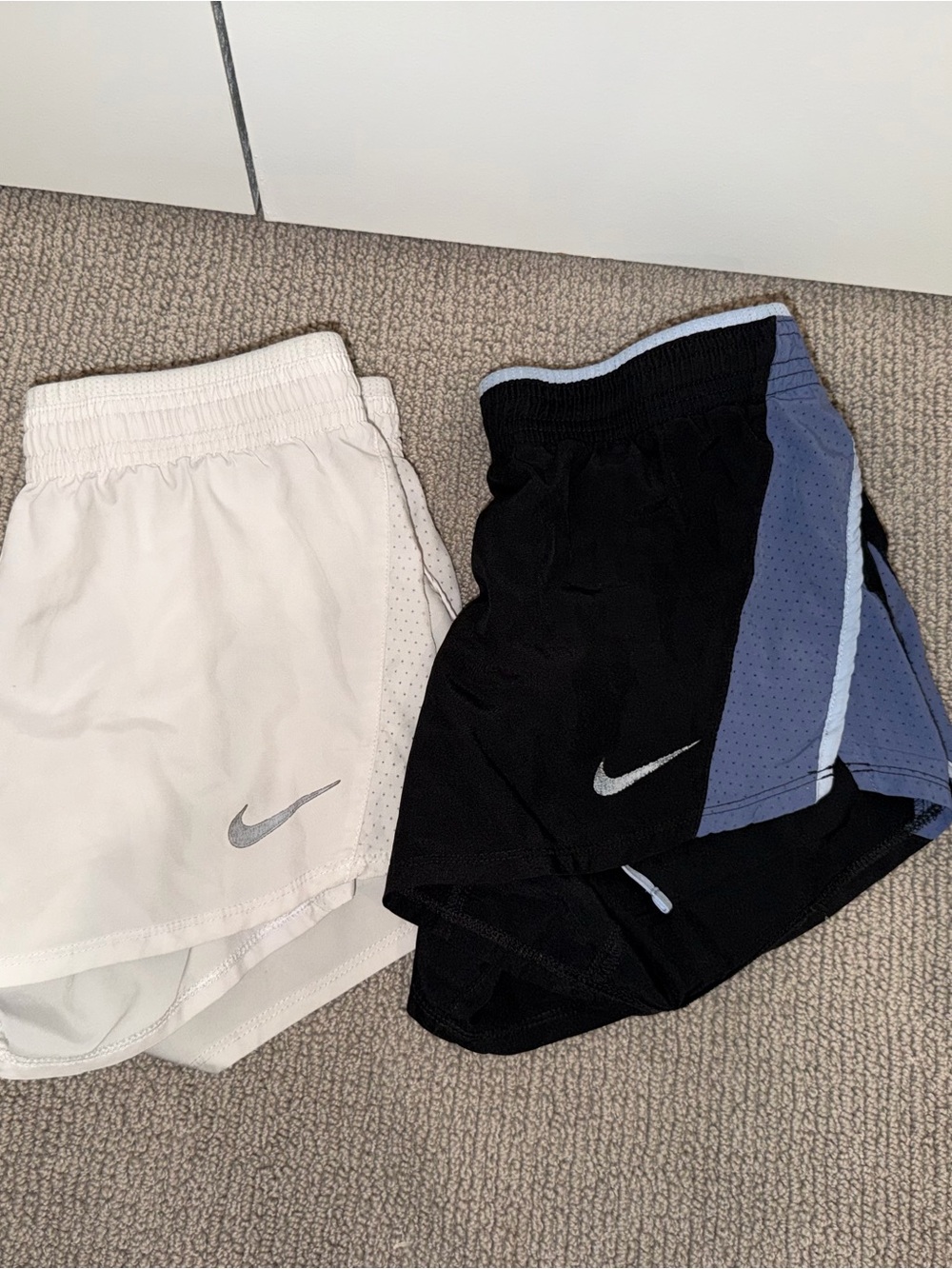Nike Athletic Shorts - White and Black/Blue